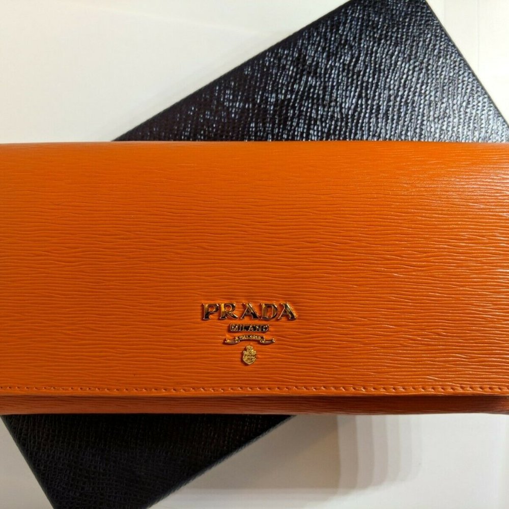 Authentic Brand New Prada Vitello Move Saffiano Leather Flap Wallet